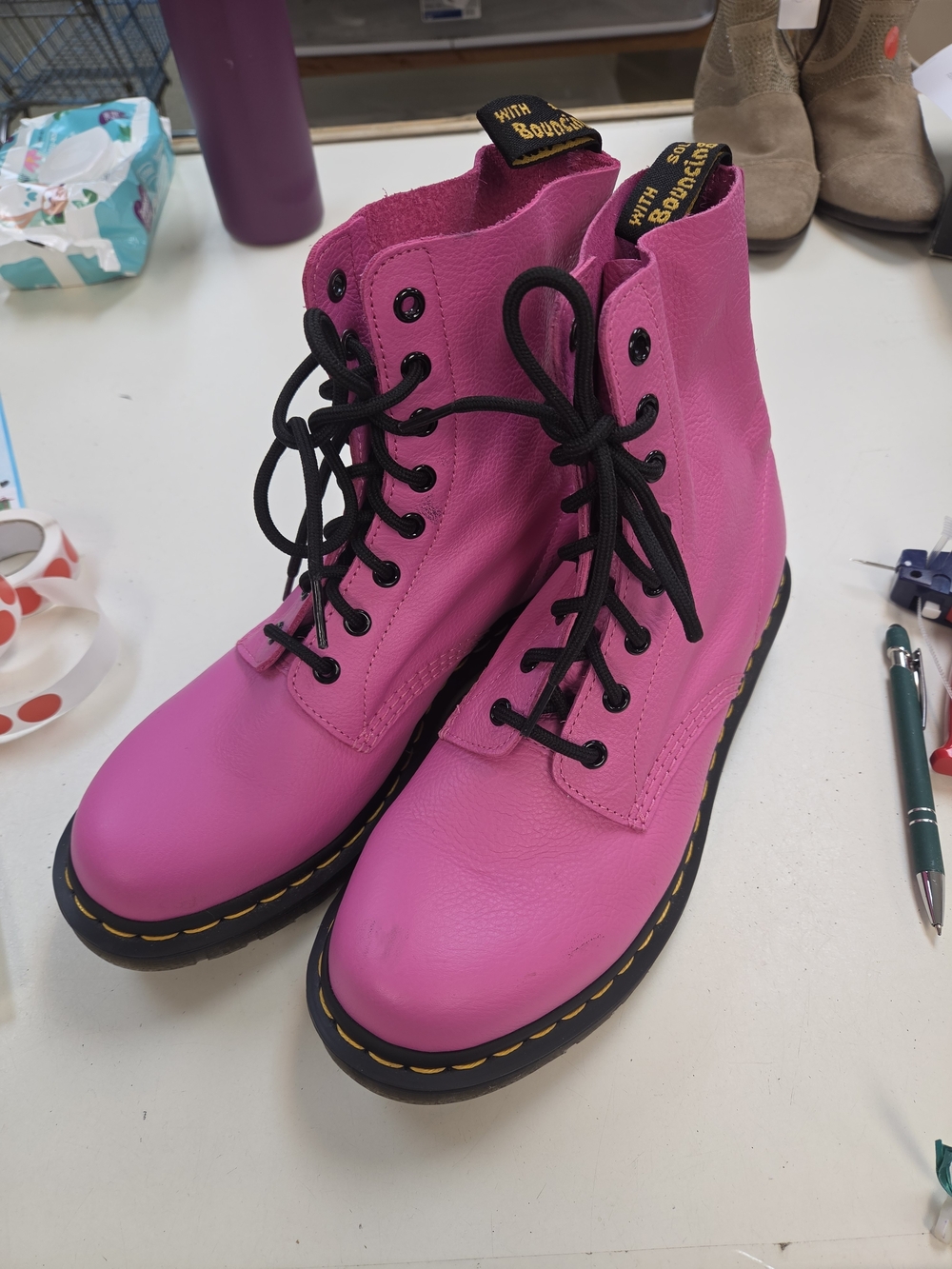 Dr. Martens Women's 8-Eye Lace-Up Boots in Bright Pink